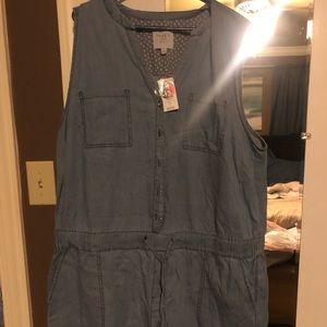 Sleeveless denim romper